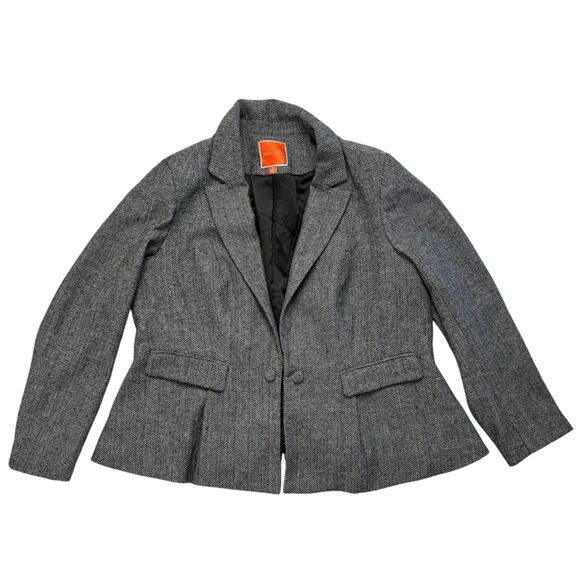 MODCLOTH Herringbone Wool Blend Double Button Blazer Size 1X Black White Womens - Picture 4 of 11